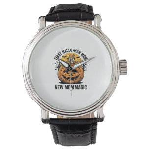 First Halloween Mom Vintage Pumpkin Bat Shirt_1 Watch