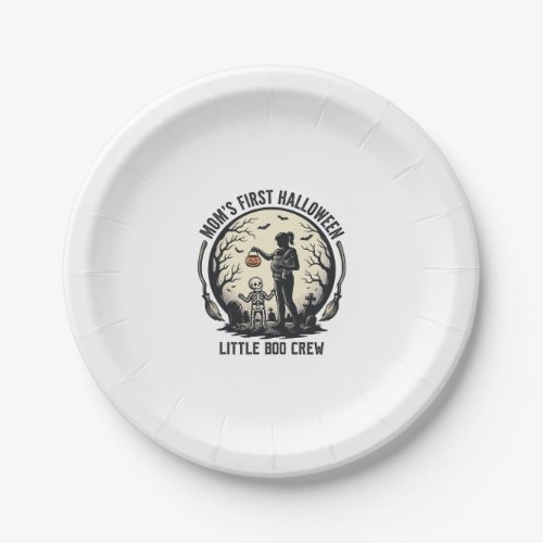 First Halloween Mom Vintage Spooky Moon Shirt_1 Paper Plates