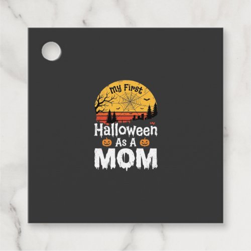 First Halloween Mom Vintage Sunset Design_1 Favor Tags