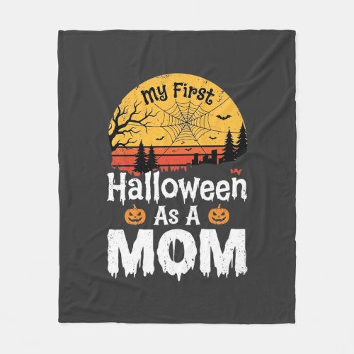 First Halloween Mom Vintage Sunset Design_1 Fleece Blanket