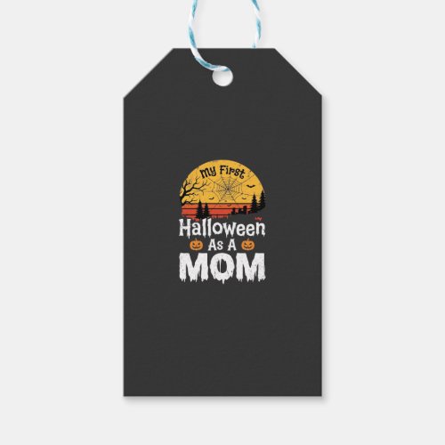 First Halloween Mom Vintage Sunset Design_1 Gift Tags