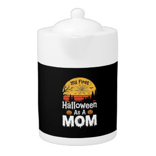 First Halloween Mom Vintage Sunset Design_1 Teapot