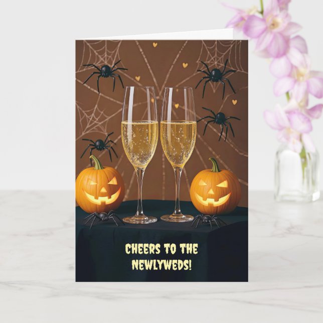 First Halloween Newlyweds Being Married Cute Card (Orchid)