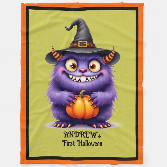First Halloween Personalize Name Cute Baby Fleece  Blanket (Creator Uploaded)