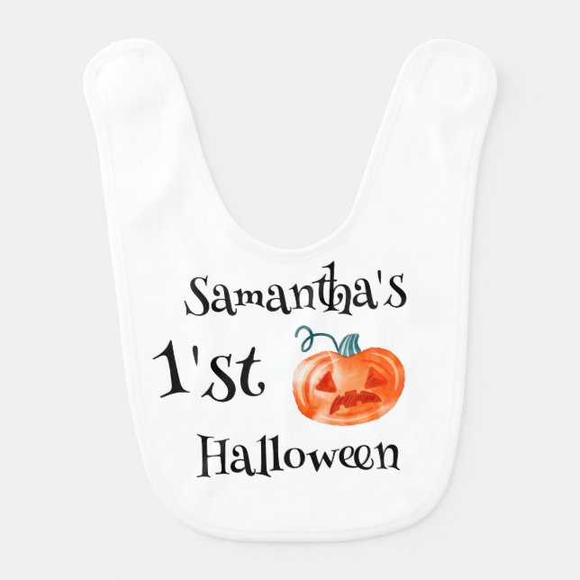 First Halloween Pumpkin Baby Bib (Front)