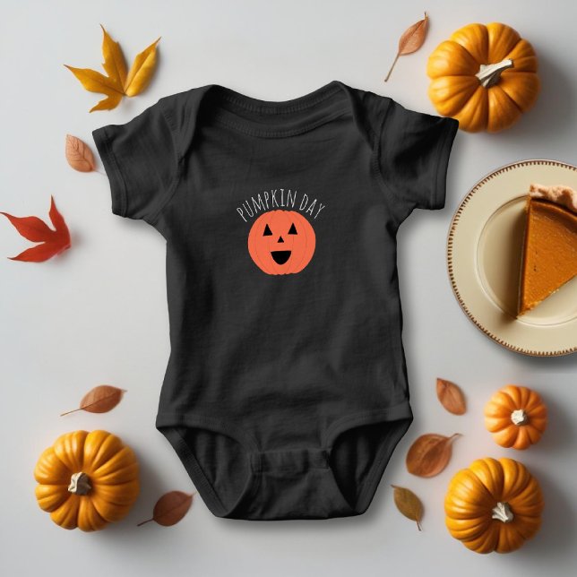 First Halloween Pumpkin Day Cute Jack O Lantern Baby Bodysuit (A cute little pumpkin body suit perfect for first Halloween)