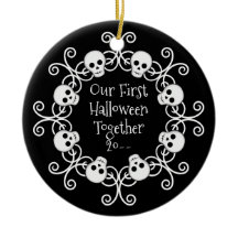 First Halloween together skull wreath