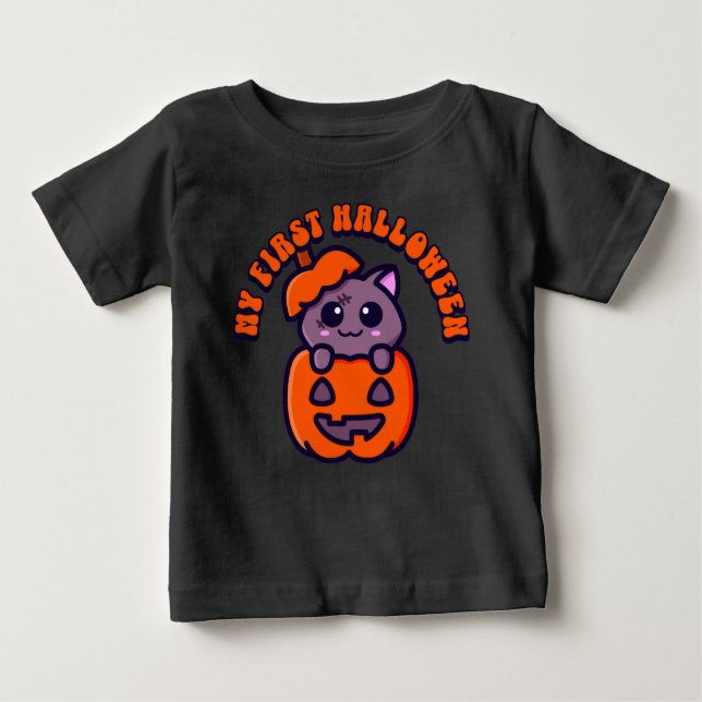 First Halloween Zombie Cat Baby T-Shirt (Front)