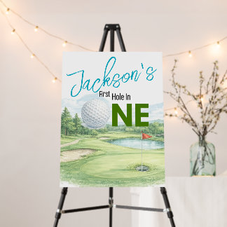First Hole in One Golf Birthday Party Welcome Sign
