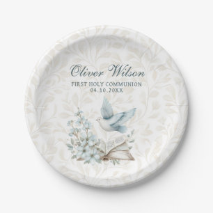 First Holly Communion Book and Dove Paper Plates