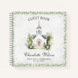 First Holly Communion Floral Church Guest Book