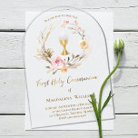 First Holy Communion Acrylic Invitations<br><div class="desc">First Holy Communion floral wreath transparent invitation</div>