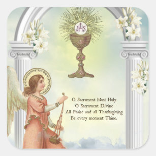 First Holy Communion Angel Eucharist Square Sticker
