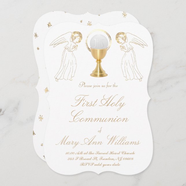 First Holy Communion angels Invitation (Front/Back)