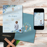 First Holy Communion Baptism Boy Dusky Slate Blue