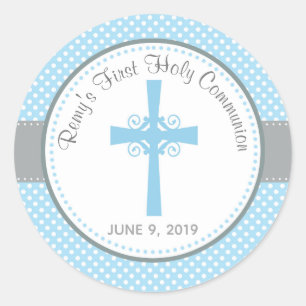 First Holy Communion / Baptism Sticker (Blue Gray)