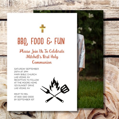 First Holy Communion BBQ Food Fun photo Invitation