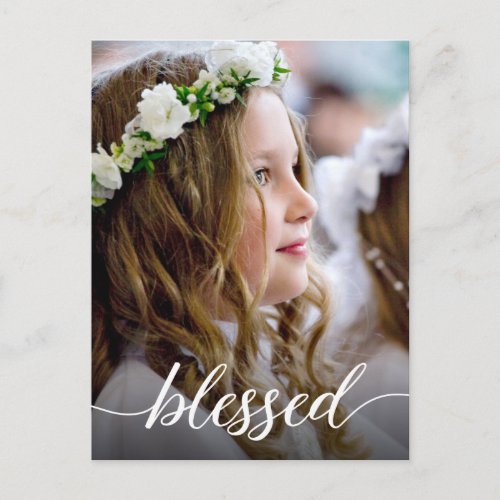 First holy communion Blessed Script Custom photo Postcard