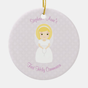 First Holy Communion Blonde Girl Ceramic Ornament