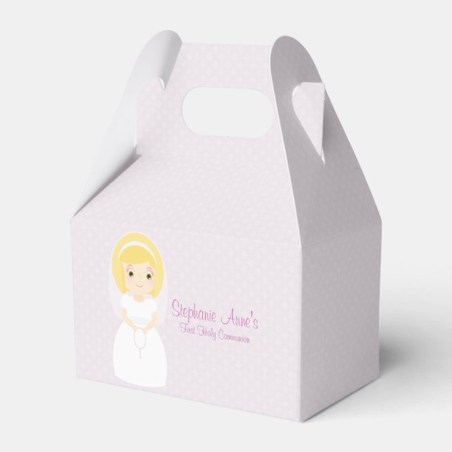 First Holy Communion Blonde Girl Favor Boxes (Front Side)