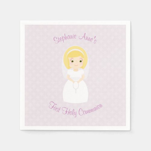 First Holy Communion Blonde Girl Napkins