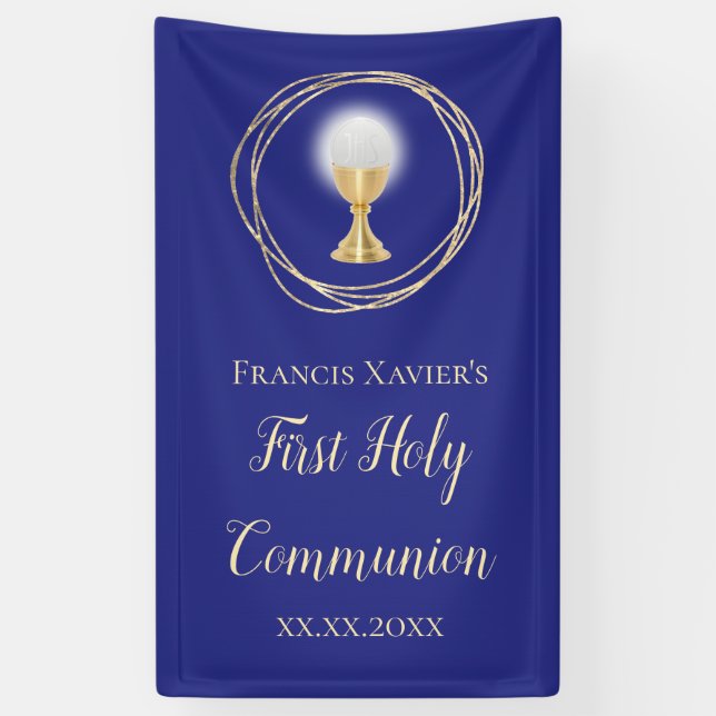 First Holy Communion blue Banner (Vertical)