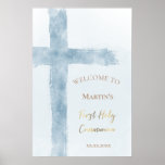 First Holy Communion | Blue Cross Welcome Sign at Zazzle