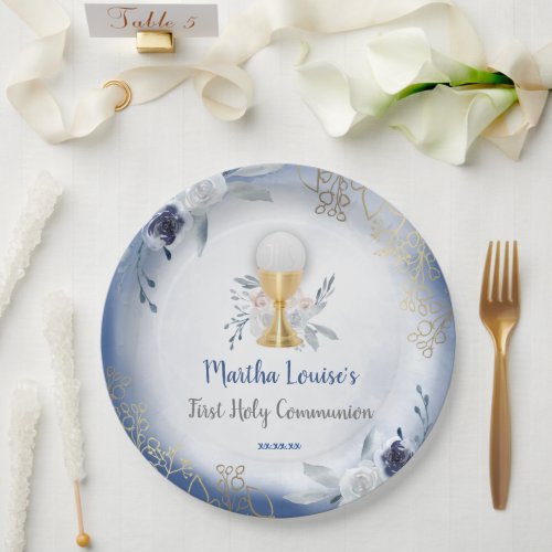 First Holy Communion blue flowers