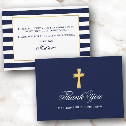 First Holy Communion Blue Stripes Gold 