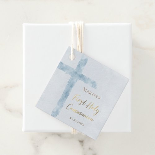 First Holy Communion blue watercolor Favor Tags