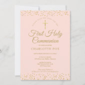 First Holy Communion Blush Pink Gold Dust Photo Save The Date (Front)