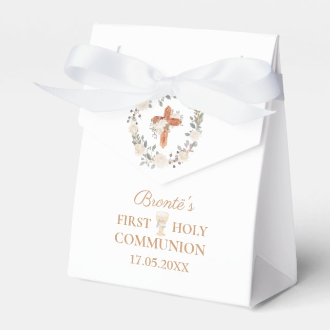 First Holy Communion Boho Garland Favor Box (Front Side)