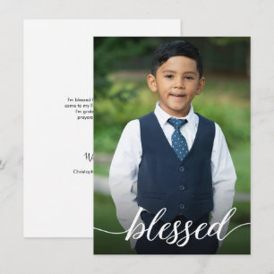 First Holy Communion Boy Custom Photo Blessed Thank You Card