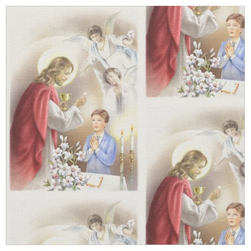 First Holy communion boy fabric confirmation | Zazzle