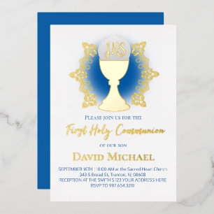First Holy Communion boy Foil Invitation