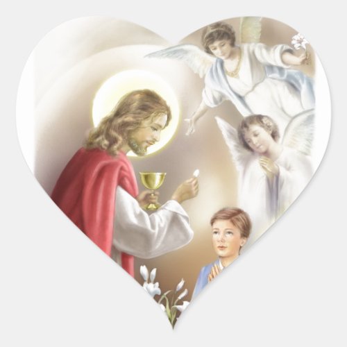 First Holy Communion boy Heart Sticker