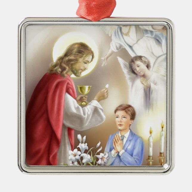 First Holy Communion boy Metal Ornament (Front)