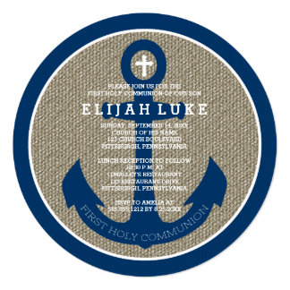 First Holy Communion | Boy Nautical Anchor Card