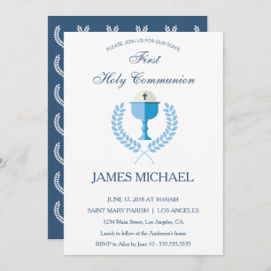 First Holy Communion Boys Blue Invitation