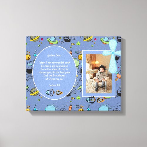 First Holy Communion BOYS PHOTO Gift Bible Verse Canvas Print