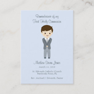 First Holy Communion Brunette Boy Business Card
