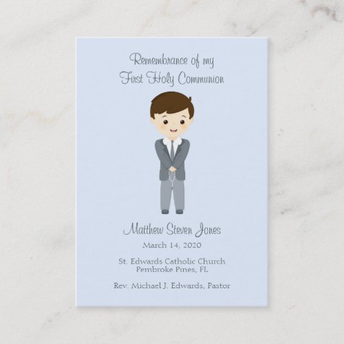 First Holy Communion Brunette Boy Business Card