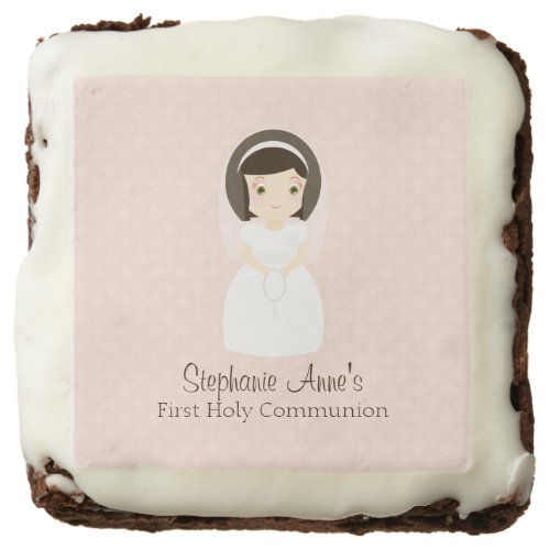First Holy Communion Brunette Girl Brownie