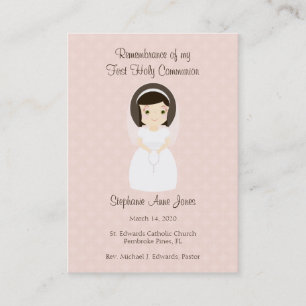 First Holy Communion Brunette Girl Business Card