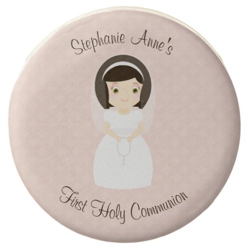 First Holy Communion Brunette Girl Chocolate Covered Oreo