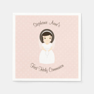 First Holy Communion Brunette Girl Napkins