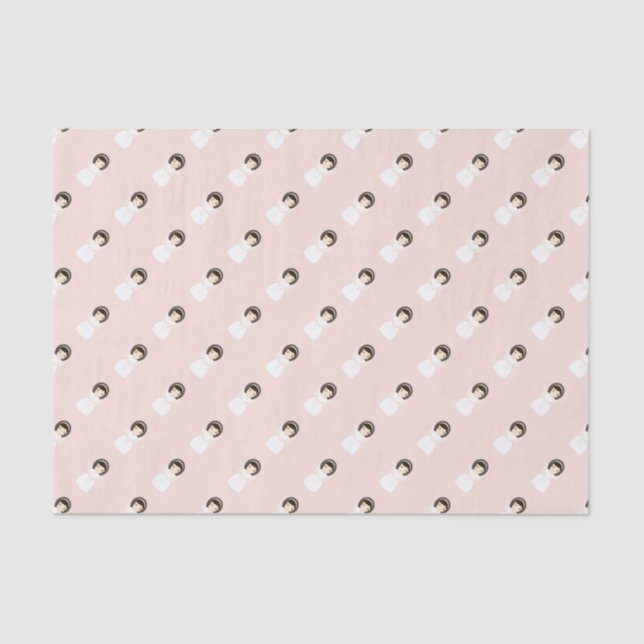 First Holy Communion Brunette Girl Tissue Paper (Front)