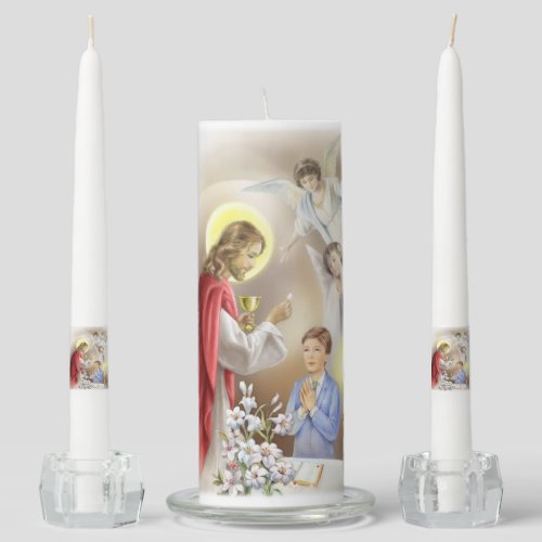 First holy communion candle for a boy