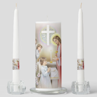 First holy communion candle for a girl