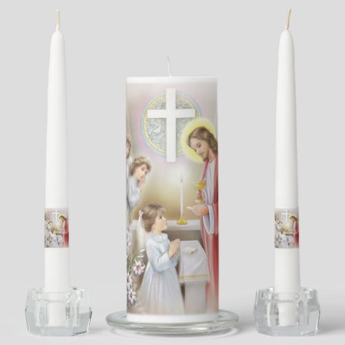 First holy communion candle for a girl